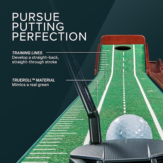 Perfect Practice Golf Putting Mat - Portable Putting Green, Indoor & Outdoor Practice, with Ball Return - Golf Training Aid for Home, Office, Backyard - Golfing Gifts for Men-StrideForce Fitness