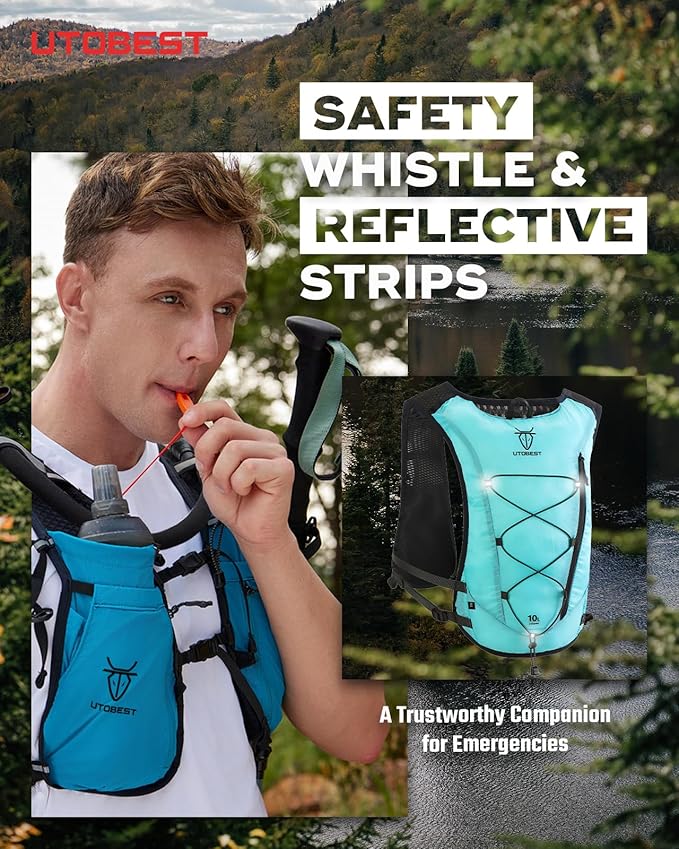 UTOBEST Upgrade Running Hydration Vest 10L, Running Backpack for Women Men Multi-Functional Storage, Adjustable Water Vest for Trail Marathon Race Jogging Cycling-StrideForce Fitness