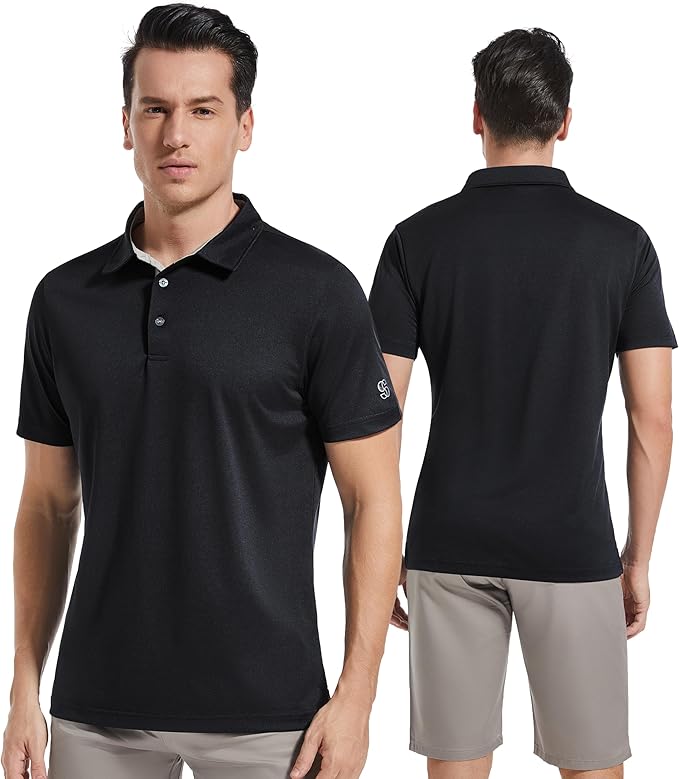 Mens Golf Shirt Short Sleeve Moisture Wicking Dry Fit Performance Solid Casual Pique Collared Golf Polo Shirts for Men-StrideForce Fitness