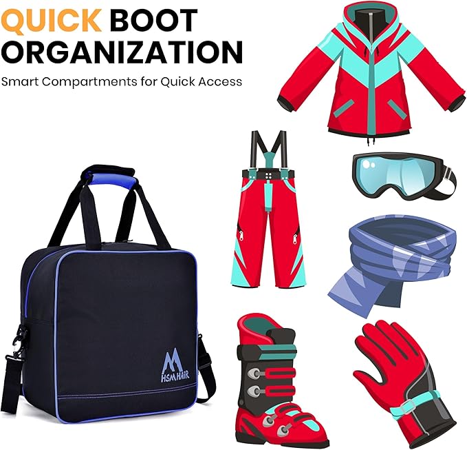 Ski Bag and Boot Bag Combo,Padded Ski Bag Set for Air Travel,Snow Ski Bags for Adults,Water- resistant Ski Boot Bag Fits for Skis Up to 200 CM and Boots Up To Size US13-StrideForce Fitness