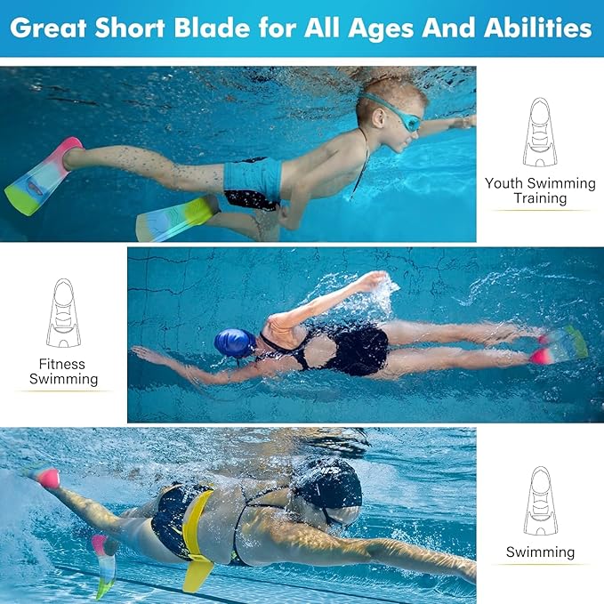 Gintenco Swim Fins, Kids Swim Training Fins for Lap Swimming, Travel Size Flippers with Mesh Bag, Silicone Swimming Fins for Kids Teens Adults Women Men-StrideForce Fitness