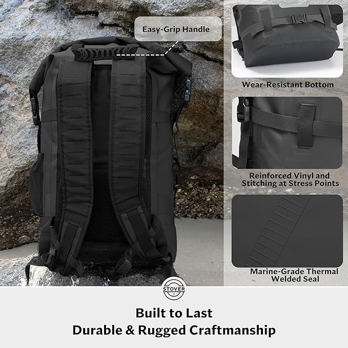 STOVER 5/10/25/30/40/55L Waterproof Backpack- Floating Dry Bag for Kayaking, Travel, Beach, Hiking, & Camping, Men/Women-StrideForce Fitness