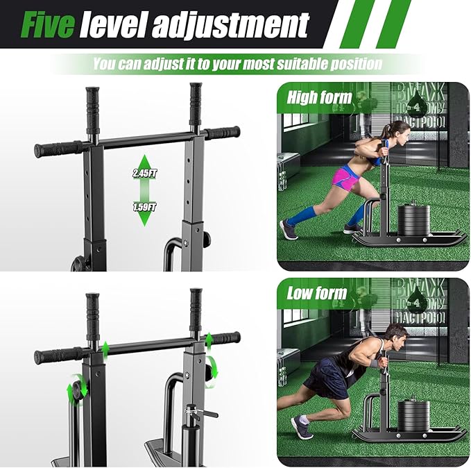 Weight Sled Adjustable Height - Weight Training Pull Sled Gym Equipment for Fitness Strength & Speed Training-StrideForce Fitness