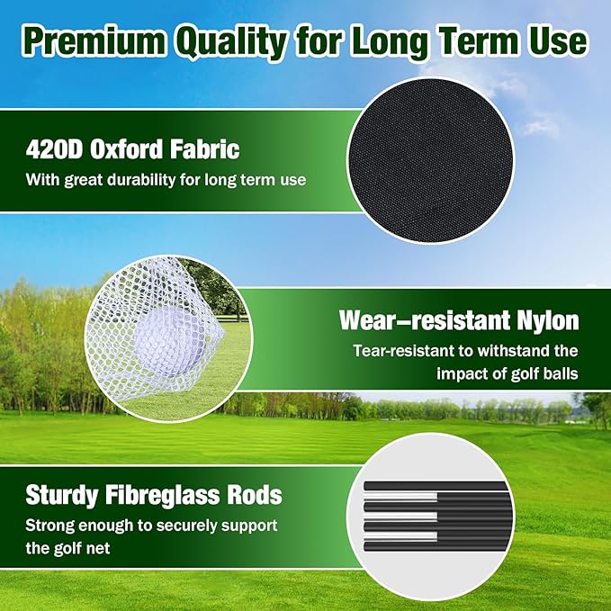 MoKo Golf Net with Practice Mat, 10 x 7 ft Golf Hitting Net for Outdoor Indoor Backyard Driving Chipping Swing Training, All-in-One Multi-Target Training Aid Practice Nets with Tri-Turf Mat-StrideForce Fitness