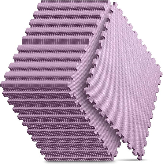 Home Gym Mat, Puzzle Exercise Mat, EVA Interlocking Foam Floor Tiles for Home Workout Equipment and Kids' Play Areas - Blue, 24 in x 24 in x ½ in - (Pink, 32 Pack(128 SQ FT))-StrideForce Fitness
