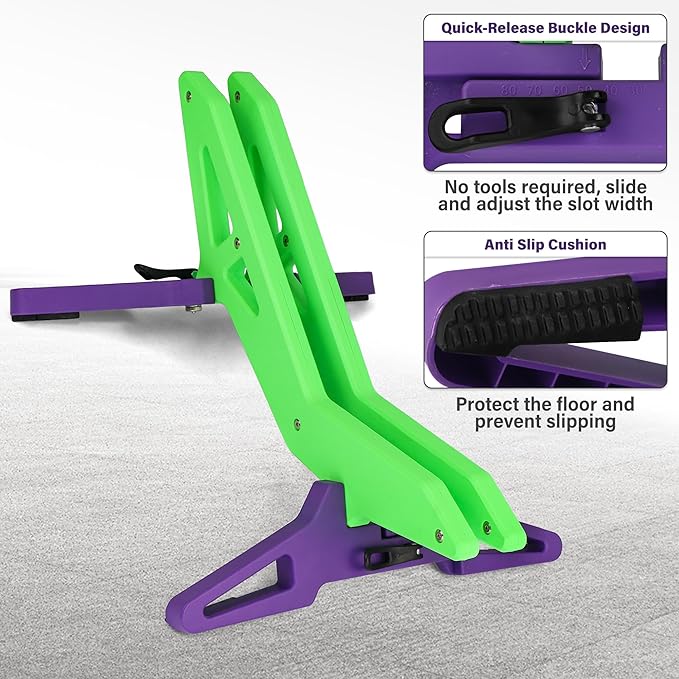 Adjustable Bike Parking Stand Fits 16-29 Inch Bicycles, Compatible with 23c-3.0 Tire Width – Heavy-Duty Plastic, Easy Installation, Stylish Two-Tone Design (Green&Purple)-StrideForce Fitness