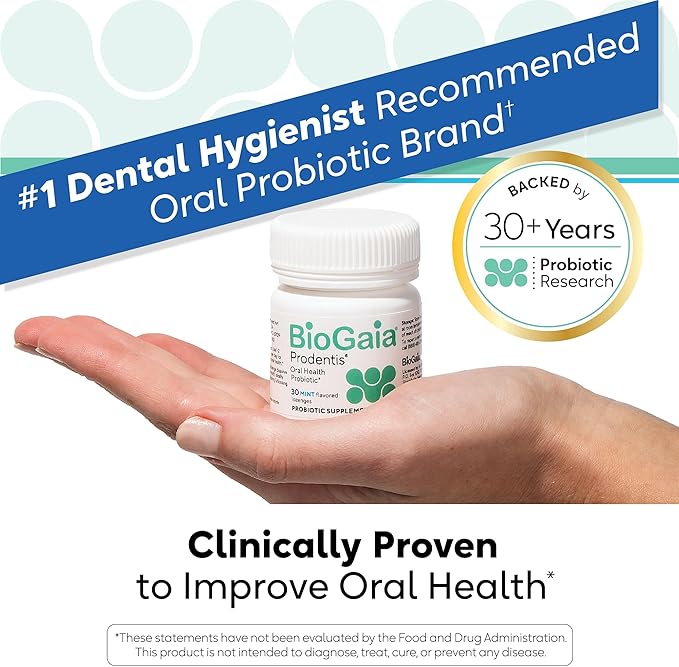 BioGaia Prodentis | Oral Probiotics | Promotes Healthy Gums & Teeth | Defends Against Bad Breath & Dental Problems | Improves Oral Health | Apple Flavored Dental Probiotic Lozenge