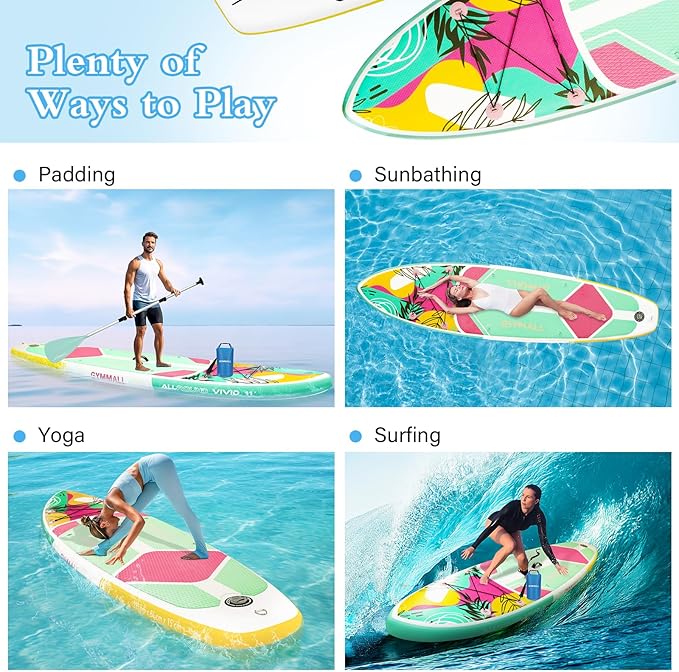 Paddle Board, Inflatable Stand Up SUP Paddle Boards for Adults & Youths of All Skill Levels, Wide & Non-Slip Deck Design Blow Up Paddleboards with Premium Accessories & Storage Bag-StrideForce Fitness