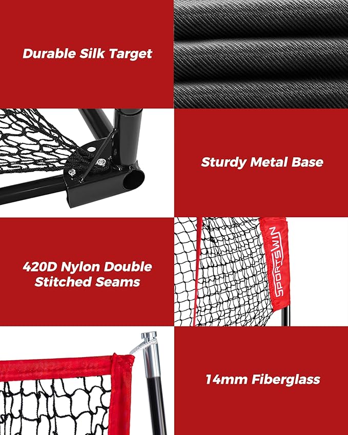 10x7ft Heavy Duty Golf Practice Net with Mat, Target Cloth, 8 Tees, 6 Balls, Carry Bag, Golf Training Net for Backyard Driving Chipping Indoor Outdoor-StrideForce Fitness