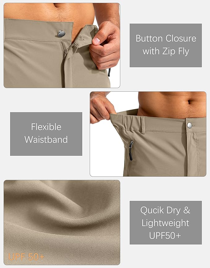 Pudolla Men's Hiking Cargo Shorts 9" Lightweight Outdoor Work Shorts for Men Travel Golf Camping Casual with 5 Zipper Pockets-StrideForce Fitness