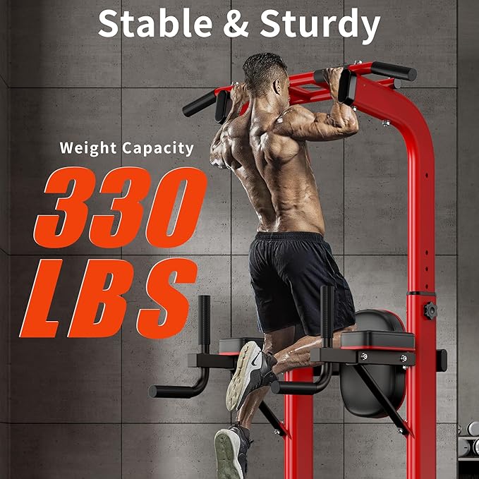 sogesfurniture Adjustable Dip Station & Pull Up Bar – Heavy Duty Calisthenics Workout Equipment for Home Gym, Multi-Function Fitness Training with Push Up Handles, Dips, Pull Ups & Push Ups-StrideForce Fitness