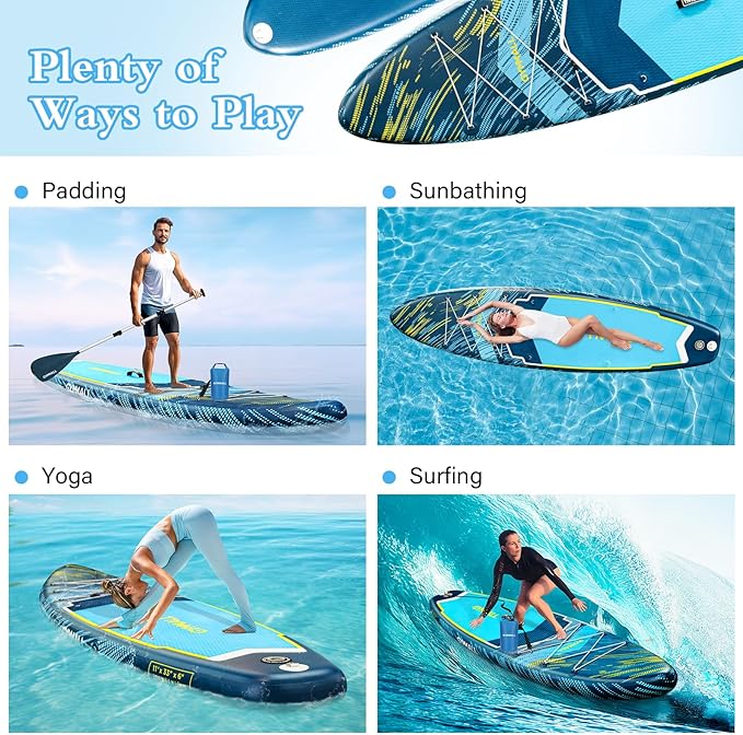 Paddle Board, Inflatable Stand Up SUP Paddle Boards for Adults & Youths of All Skill Levels, Wide & Non-Slip Deck Design Blow Up Paddleboards with Premium Accessories & Storage Bag-StrideForce Fitness