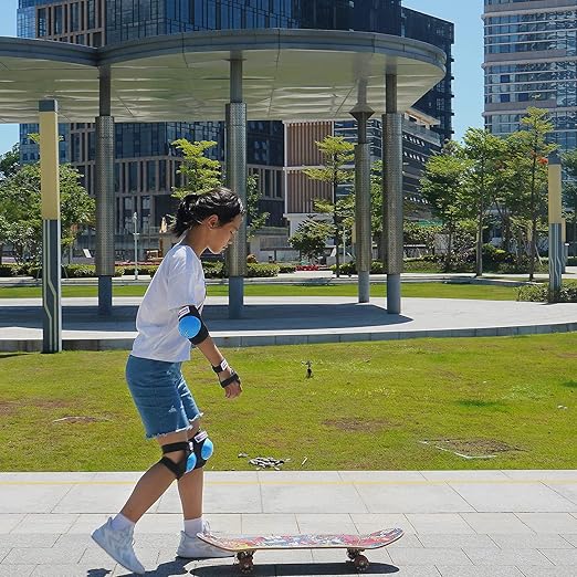 Youth/Kids Knee Pads Elbow Pads Wrist Guards Protective Gear Set for 3-15 Years Child Roller Skates, Skateboard, Cycling, Inline Skating, BMX Bike, Balance Bike, Scooter Riding and Other Outdoor Sports-StrideForce Fitness