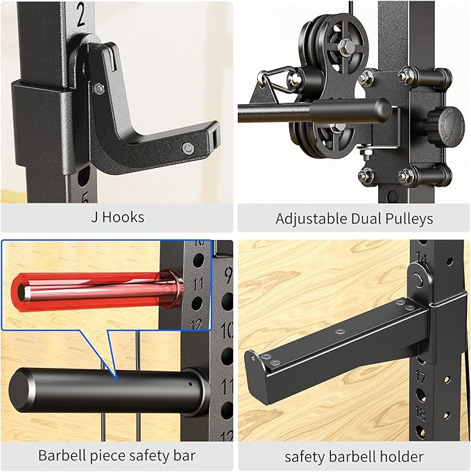 Power Cage,1600lbs Multi-Function Power Rack with Adjustable Cable Crossover System and More Training Attachment, Weight Cage for Home Gym-StrideForce Fitness