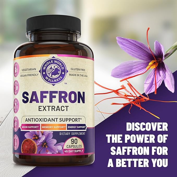 100% Pure Saffron Extract - Supports Weight and Appetite Health, Mood, Focus, Memory, Digestion, Eye, Skin and Brain Health. NSF Certified Saffron Supplements for Women and Men, 45-Day Supply.-StrideForce Fitness