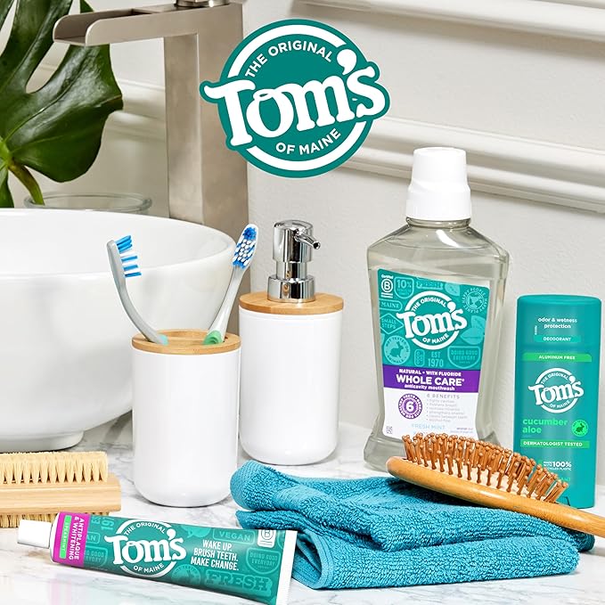 Tom’s of Maine Antiplaque and Whitening Fluoride Free Toothpaste, Spearmint 3-Pack