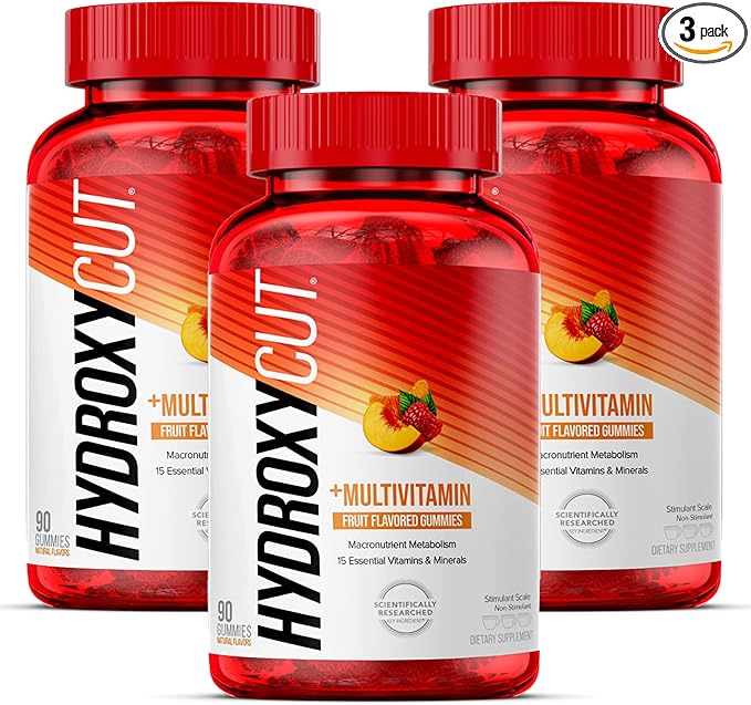 Hydroxycut Gummies (Pack of 3) - 99% Caffeine Free - Metabolize Carbs, Proteins & Fats - Includes 15 Essential Vitamins & Minerals - for Women & Men-StrideForce Fitness