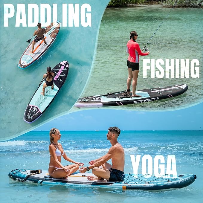11'6"x35" Inflatable Paddle Board, 450lbs Extra Wide Stand Up Paddleboard for Adults with Premium SUP Accessories Kit & Backpack, Blow Up Kayak Non-Slip Stable Deck Boat for Yoga Fishing Surf-StrideForce Fitness