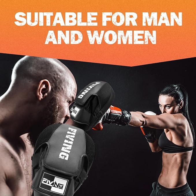 Boxing Pads for Men, Women, & Kids, Leather Focus Mitts for Martial Arts, Boxing Training, Curved Punch Mitts for Karate, Kickboxing,Muay Thai, Taekwondo-StrideForce Fitness
