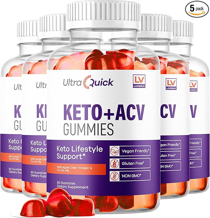 (5 Pack) Ultra Quick Keto ACV Gummies, UltraQuick Keto ACV Gummies 1050MG, UltraQuick Keto Plus ACV Gummies Support, Ultra Quick Keto, Ultra Quick Keto Plus ACV Gummy, 300 Gummies For 5 Months-StrideForce Fitness