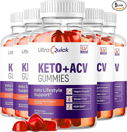 (5 Pack) Ultra Quick Keto ACV Gummies, UltraQuick Keto ACV Gummies 1050MG, UltraQuick Keto Plus ACV Gummies Support, Ultra Quick Keto, Ultra Quick Keto Plus ACV Gummy, 300 Gummies For 5 Months-StrideForce Fitness