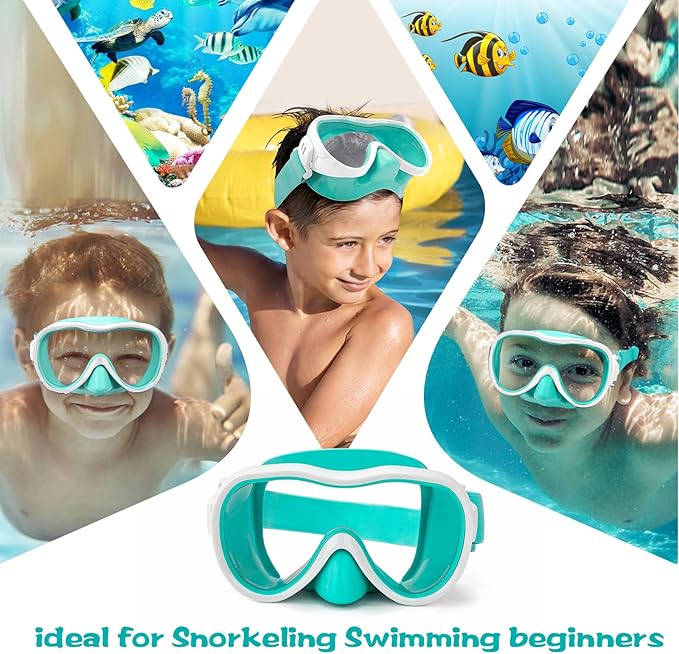 Kids Swim Goggles with Nose Cover, Anti-Leak Swim Mask with Elastic Fabric Strap, UV Protection Swimming Goggles for Kids-StrideForce Fitness
