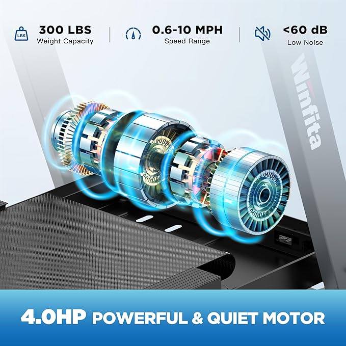 4.0HP Treadmills for Home, Folding Treadmill with 15% (8.5°) Auto Incline, 300 LBS Capacity, 10 MPH Speed, 18''x50'' Wide Belt, Bluetooth, App, 64 Preset Programs, Pulse Monitor, BMI Detector-StrideForce Fitness