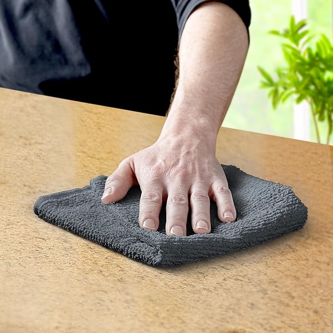 Avalon Towels Terry Bar Mop Towels (Value Pack of 60) Size 14"x17" – Absorbent and Durable, Multipurpose Cleaning Rags, Cotton Cleaning Cloths, Terry Cloth Rags, Reusable Shop Rag (Grey)-StrideForce Fitness