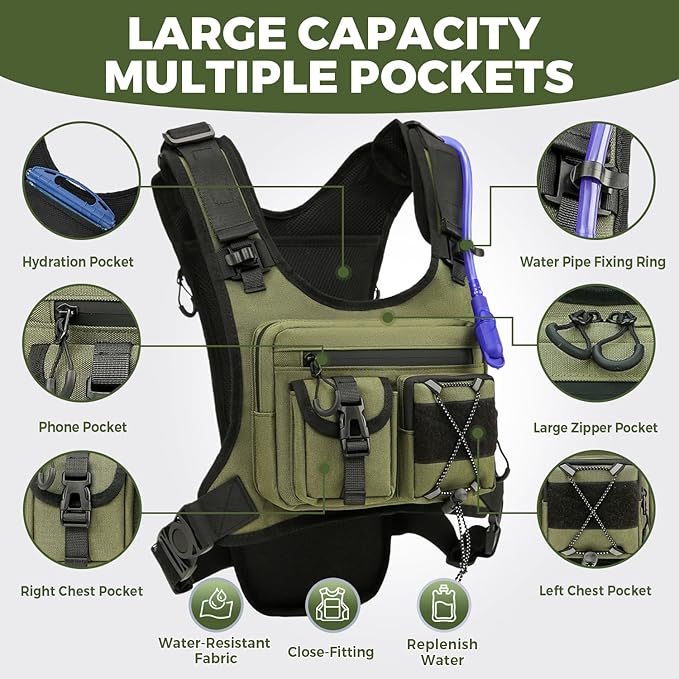 USA Original Patent Running Hydration Vest Backpack, Lightweight Chest Pack with 2.0L Water Bladder Bag Daypack for Hiking Running Cycling Race Marathon for Women Men-StrideForce Fitness