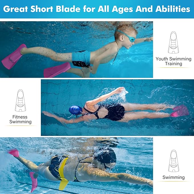 Gintenco Swim Fins, Kids Swim Training Fins for Lap Swimming, Travel Size Flippers with Mesh Bag, Silicone Swimming Fins for Kids Teens Adults Women Men-StrideForce Fitness