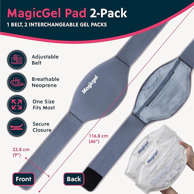 Magic Gel Ice Packs for Injuries Reusable - 2X Ice Pack for Back - Soft Compress for Hot or Cold Therapy - Lower Back Support - Soft Pad for Lower Lumbar, Sciatica, Tailbone-StrideForce Fitness