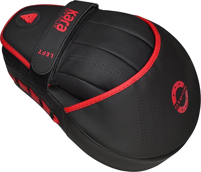RDX Boxing Pads Curved Focus Mitts, Maya Hide Leather Kara Hook and jab Training Pads, Adjustable Strap Ventilated, MMA Muay Thai Kickboxing Coaching Martial Arts Punching Hand Target Strike Shield-StrideForce Fitness