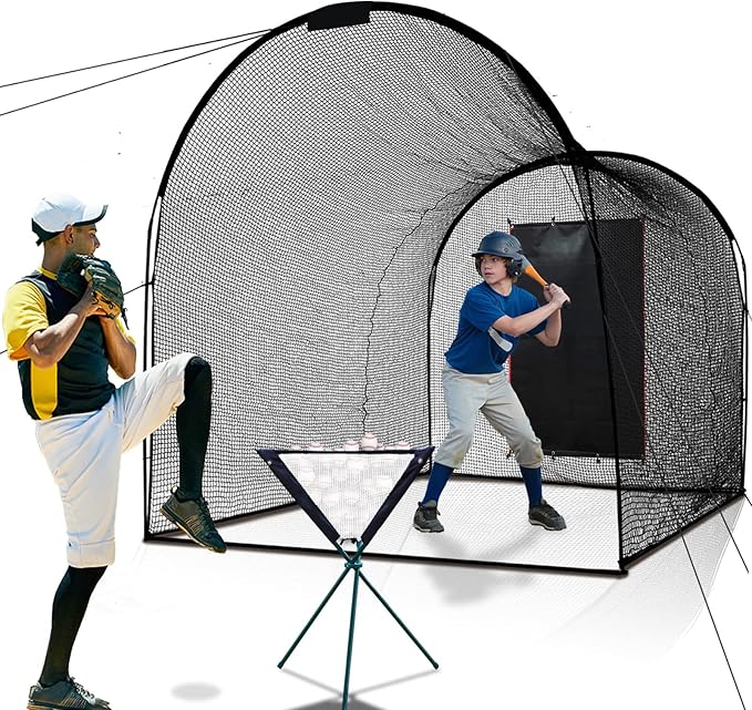 Baseball Batting Cage Backstop with Strike Zone Target - Heavy Duty 4x6/6x8FT PVC Backstop Net for Pitching Practice Backyard Training-StrideForce Fitness