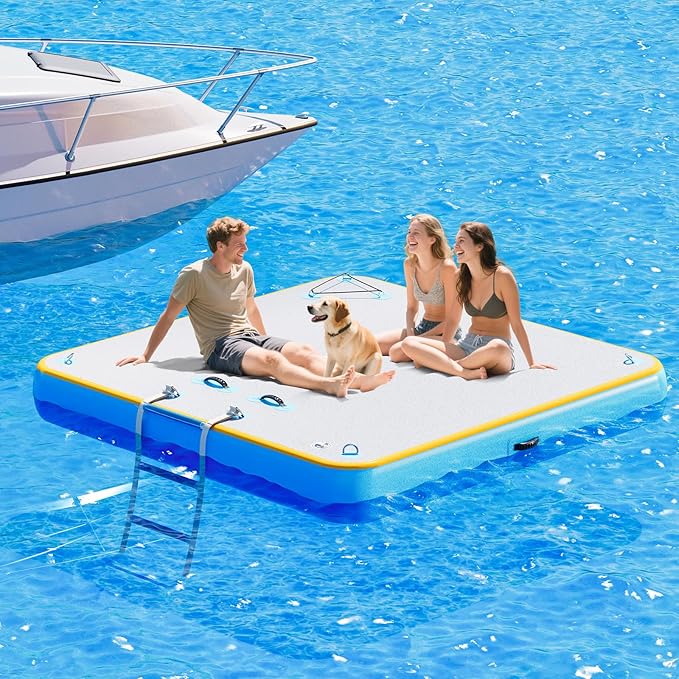 Specraft Inflatable Floating Dock, Non-Slip Air Dock Platform loating Island Raft with Rope Ladder for Pool Lake Beach Ocean-StrideForce Fitness