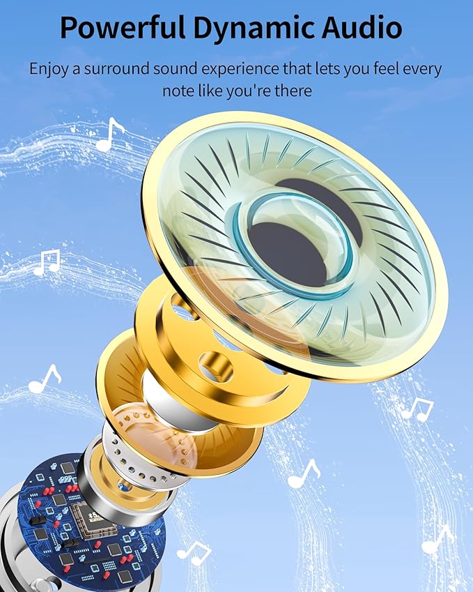 PocBuds Bluetooth Headphones Wireless Earbuds 80hrs Playtime Wireless Charging Case Digital Display Sport Ear Buds with Earhook Deep Bass IPX7 Waterproof Over-Ear Earphones for Phone Laptop Beige-StrideForce Fitness