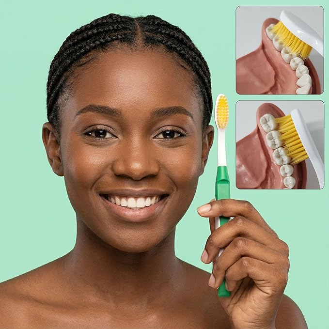 Dolphin Gold [4 Packs] Extra Soft Toothbrush Manual Long Flossing Bristle, Ultra Clean Toothbrush, Good for Sensitive Teeth and Gums (Yellow, Gold 4 Packs)