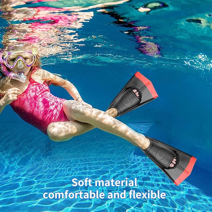 Kids Swim Fins,Short Comfortable Flippers for Lap Swimming and Training for Child,Girls,Boys,Beginners-StrideForce Fitness