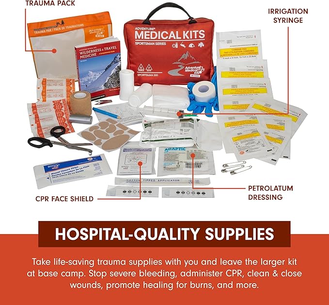 Adventure Medical Kits Sportsman Series Medical Kit - 300 - First Aid Kit for Camping, Hiking, Hunting & More - For 6 People for 7 Days - Includes Bandages, Medicine, Guide Book & More-StrideForce Fitness