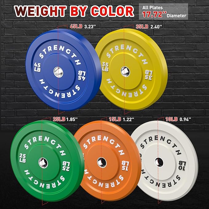 Olympic Rubber Bumper Weight Set - 2 Inch Barbell Plates for Home Gym Strength Training-StrideForce Fitness
