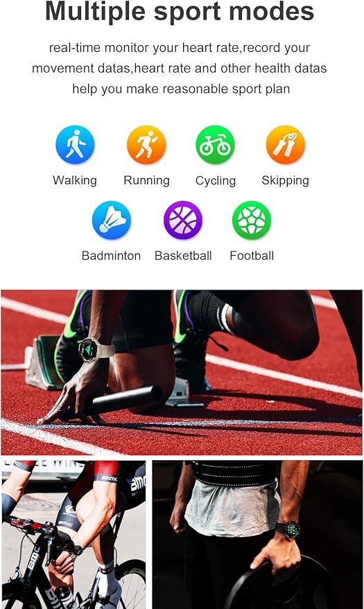 1.28" IPS Tactical Smart Watch for Men Activity Fitness Tracker with 400mAh Large Battery Outdoor Bluetooth Call Heart Rate Sleep Monitor Pedometer IP68 Waterproof Sport Watch for Android iOS
