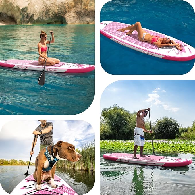 Inflatable Stand Up Paddle Board (6'' Thick) - Premium SUP Board with Durable SUP Accessories & Non-Slip Deck | Includes Paddle Pump & Backpack | for Adults/Youth-StrideForce Fitness