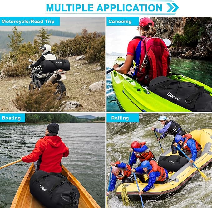 Gonex 40L 60L 80L Extra Large Waterproof Duffle Travel Dry Duffel Bag Heavy Duty Bag with Durable Straps & Handles for Kayaking Paddleboarding Boating Rafting Fishing-StrideForce Fitness