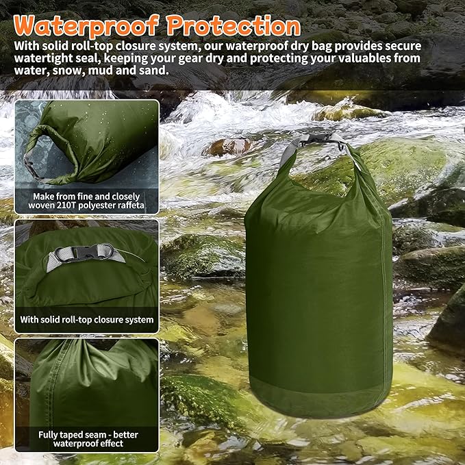 Desoto Waterproof Dry Bag 2 packs, 2L/5L/10L/20L/40L/70L Dry Sack Lightweight Portable, Dry Storage Bag to Keep Gear Dry Clean for Kayaking, Gym, Hiking, Swimming, Camping-StrideForce Fitness