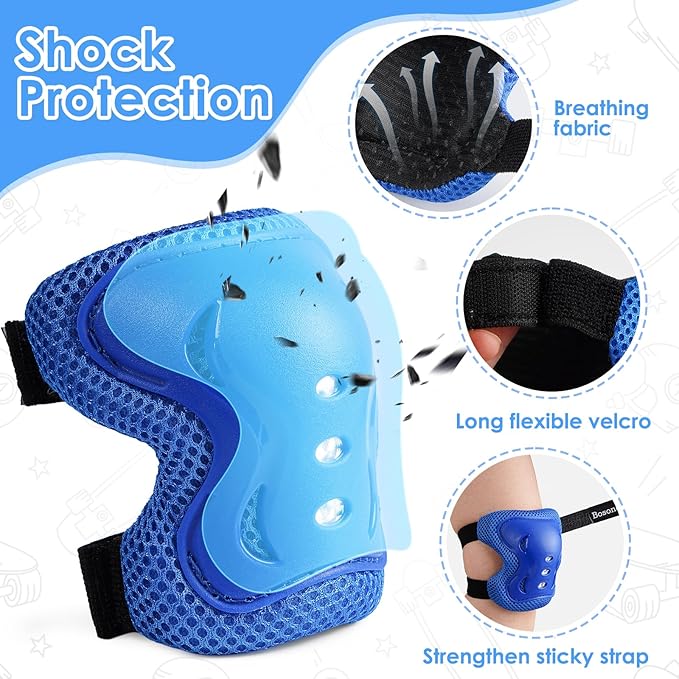 BOSONER Kids/Youth Knee Pad Elbow Pads Guards Protective Gear Set for Roller Skates Cycling BMX Bike Skateboard Inline Skatings Scooter Riding Sports-StrideForce Fitness