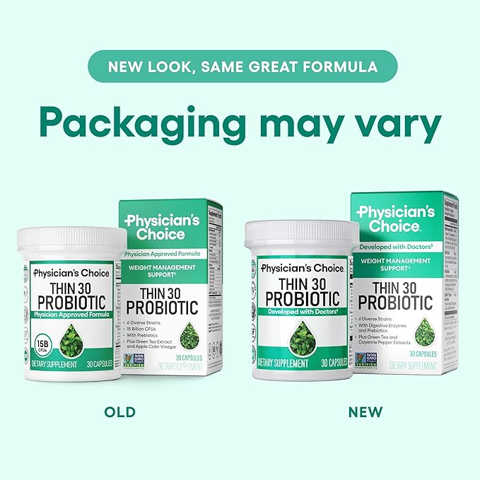 Physician's CHOICE Probiotics for Weight Management & Bloating - 6 Probiotic Strains - Prebiotics - Key ingredient Cayenne - Supports Gut Health - Weight Management for Women & Men - Green Tea - 30 CT-StrideForce Fitness