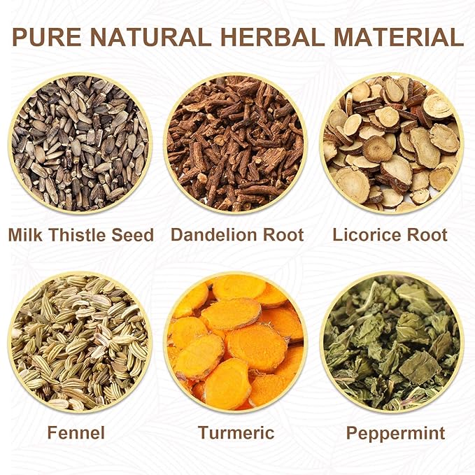 TEARELAE - Detox Tea, 30 Count Herbal Liver Detox Tea Bag - Milk Thistle Seed, Dandelion Root, Licorice Root, Fennel, Turmeric, Peppermint - Support Liver Function-StrideForce Fitness