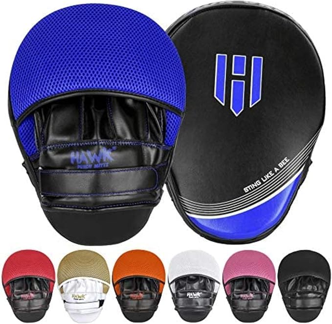 Hawk Sports Punching Mitts for Men, Women, & Kids, Leather Focus Mitts for Martial Arts & Boxing Training, Curved Punch Mitts for Karate, Kickboxing, Krav MAGA, Muay Thai & Taekwondo-StrideForce Fitness