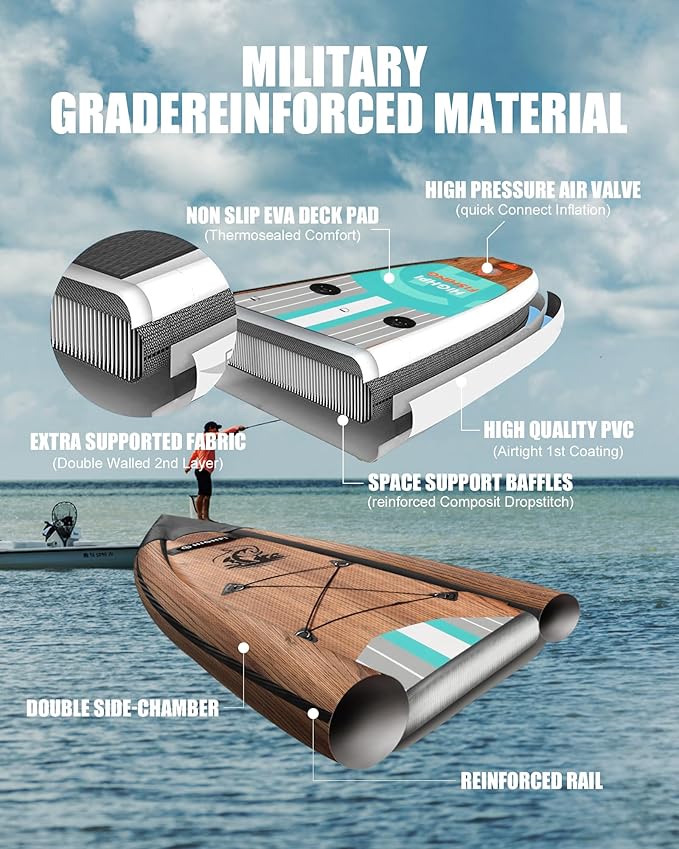 Highpi Inflatable Stand Up Paddle Board for Youth and Adults – Wide Sup with Premium Accessories, Blow Up Paddleboard for Surfing, Fishing, Yoga & More-StrideForce Fitness