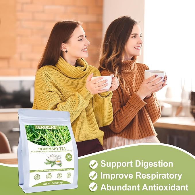 TEARELAE - Rosemary Tea - 1.5g x 50 Count - 100% Pure Rosemary Leaves Tea Bag - Country of Origin Egypt - Aid Digestion & Support Respiratory Health-StrideForce Fitness