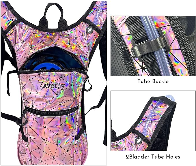 Reflective Hydration Backpack, Hydration Pack - Water Backpack with 2L/3L Hydration Bladder, Essential for Festivals - Rave Hydration Pack for Hiking, Running, Cycling, and Festivals-StrideForce Fitness